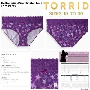 🌟🌟🌟Torrid 4 plus size stars purple cotton hipster panty NWT